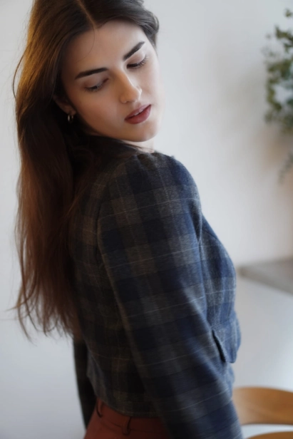 żakiet damski w kratę Aleksander granat