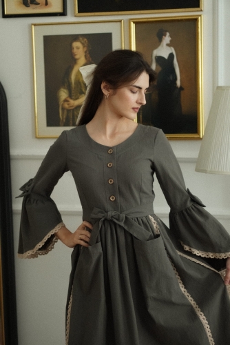 sukienka Ada ciemna szałwia Miio retro