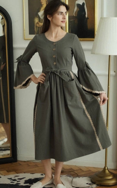 sukienka retro Ada w kolorze szałwii