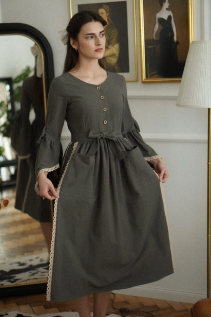 elegancka sukienka Ada ciemna szałwia Miio