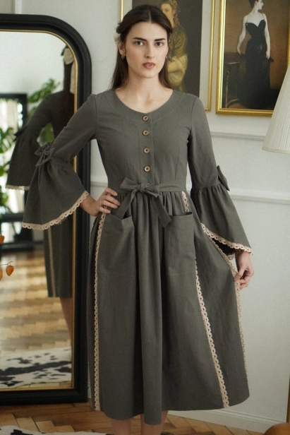 elegancka sukienka Ada ciemna szałwia Miio