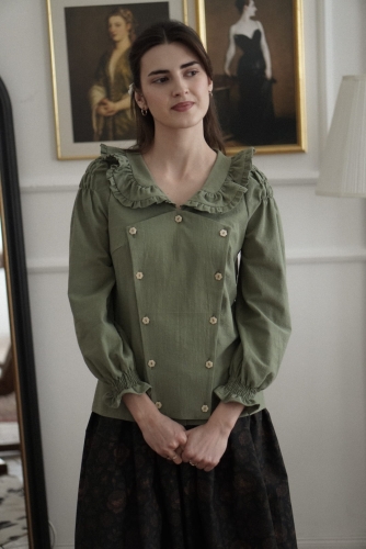 koszula retro Hazel zieleń z kołnierzykiem