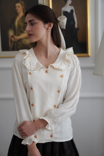 koszula retro Hazel śmietanka z kołnierzykiem