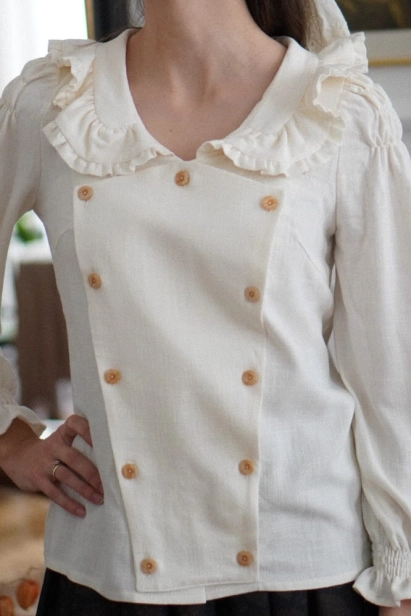 koszula Hazel z falbaną przy kołnierzu śmietanka