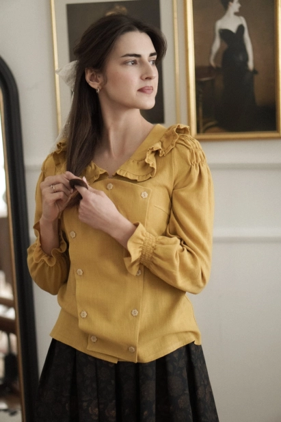 romantyczna koszula Hazel musztardowa Miio