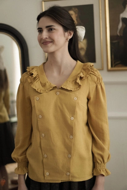 koszula Hazel z rękawami dzwon musztarda