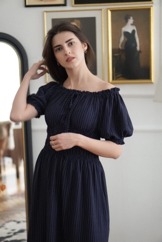 sukienka Amelia paski granat Miio retro