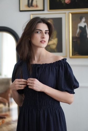 sukienka Amelia paski granat Miio retro