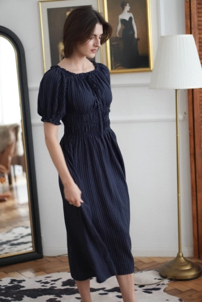 sukienka Amelia paski granat Miio retro