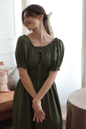 sukienka Amelia paski zieleń Miio retro