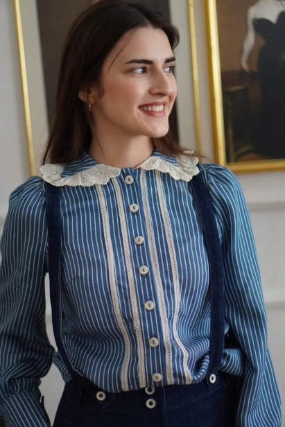 koszula damska Debora jeansowe paski retro