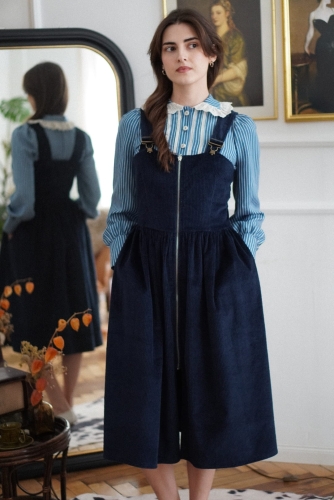 granatowa sztruksowa sukienka Harriet Miio