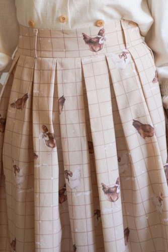 spódnica damska Klara wzór kury vintage